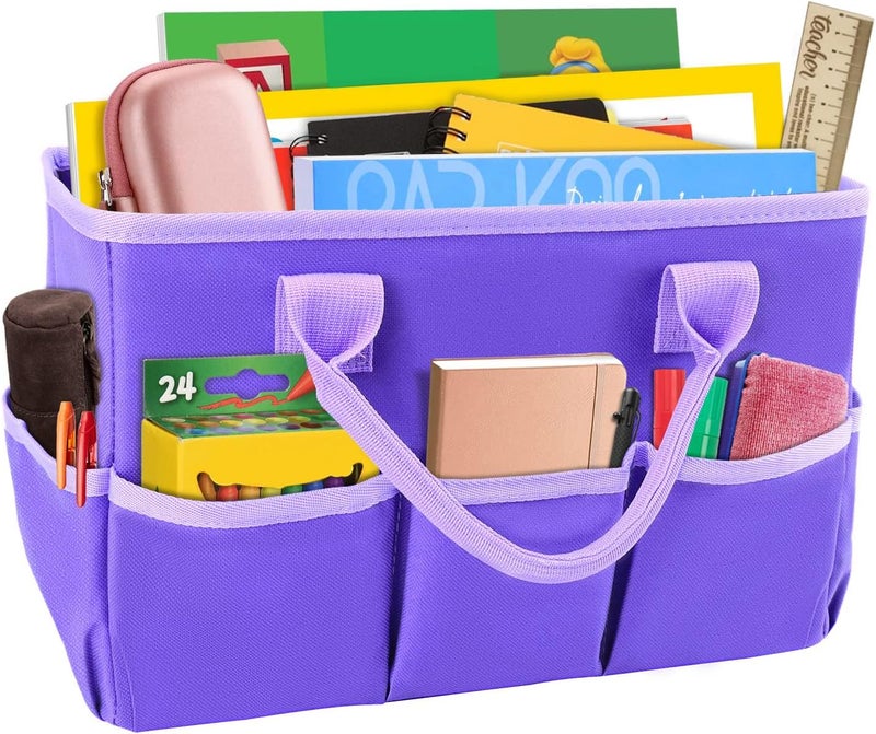 ZKOO Art Organizer Desktop Craft Storage Tote Bag for Crafts, Sewing, Paper, Art, Canvas, Supplies Storage Organization with Handles for Travel or Daily Use (Purple, Small) - Image 1
